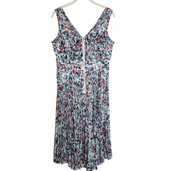 Anthropologie Plenty by Tracy Reese Dress 6P Morgan Multi Speckle Pleated Hi Low - Picture 4 of 8